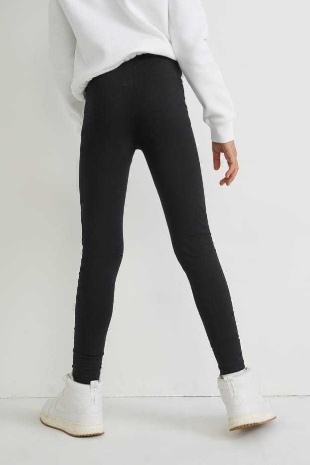 Kinderen: meisjes - Set van 2 - legging - zwart
