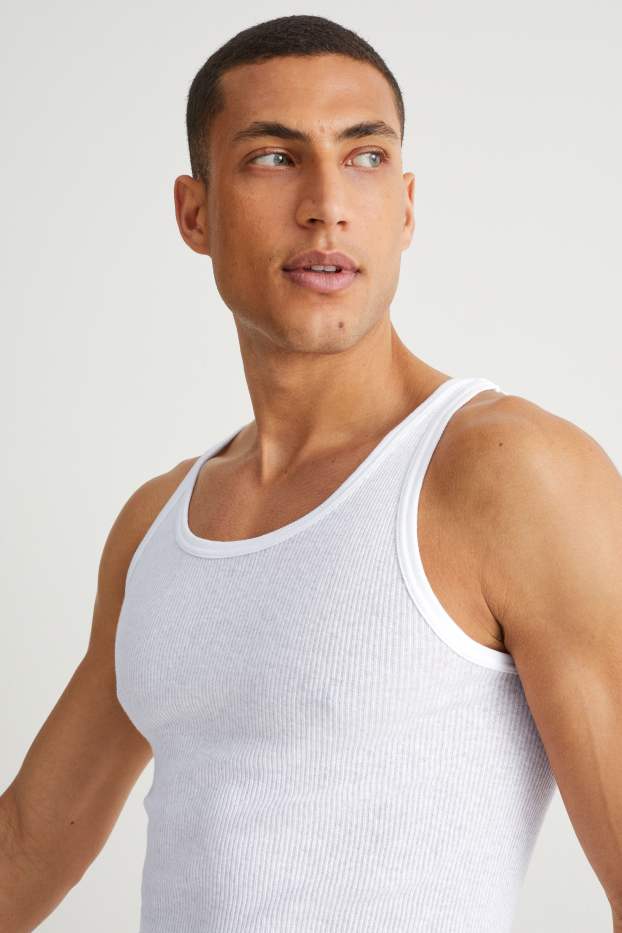 Men - Multipack of 5 - vest - double rib - seamless - white