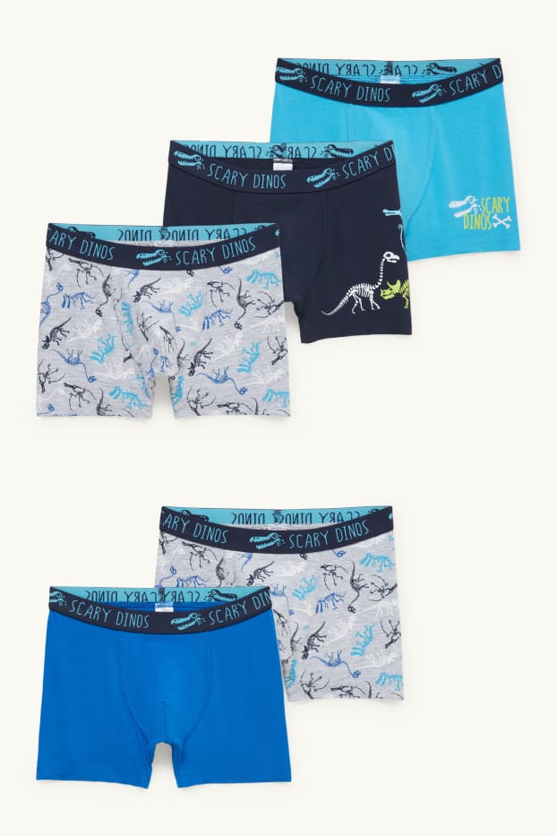 Kinder Jungen - Multipack 5er - Dino - Boxershorts - dunkelblau