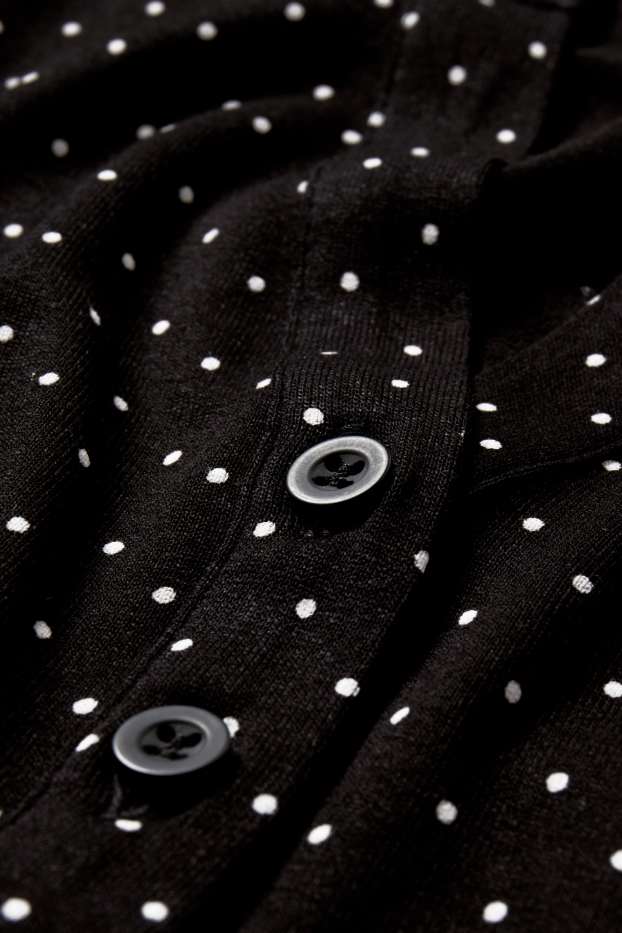 Women - Long sleeve top - polka dot - black