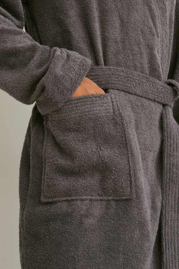 Bărbați - Halat de baie din tricot plușat - gri-maro