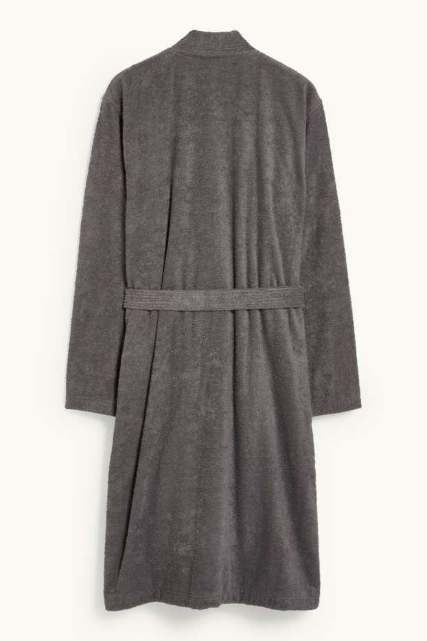 Bărbați - Halat de baie din tricot plușat - gri-maro