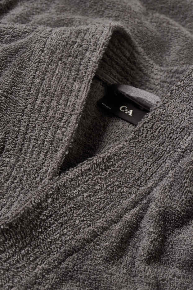 Bărbați - Halat de baie din tricot plușat - gri-maro