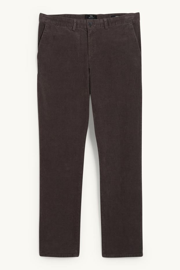 Hommes - Chino en velours côtelé - regular fit - matière extensible - LYCRA® - gris-marron