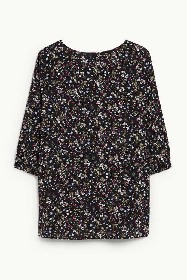Dames - Blouse - gebloemd - zwart