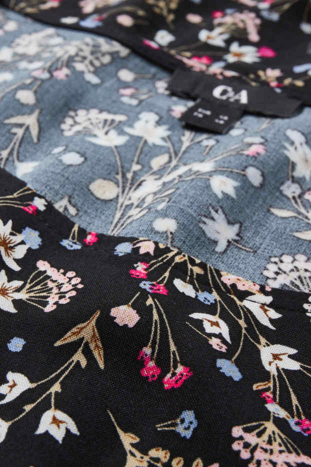 Dames - Blouse - gebloemd - zwart