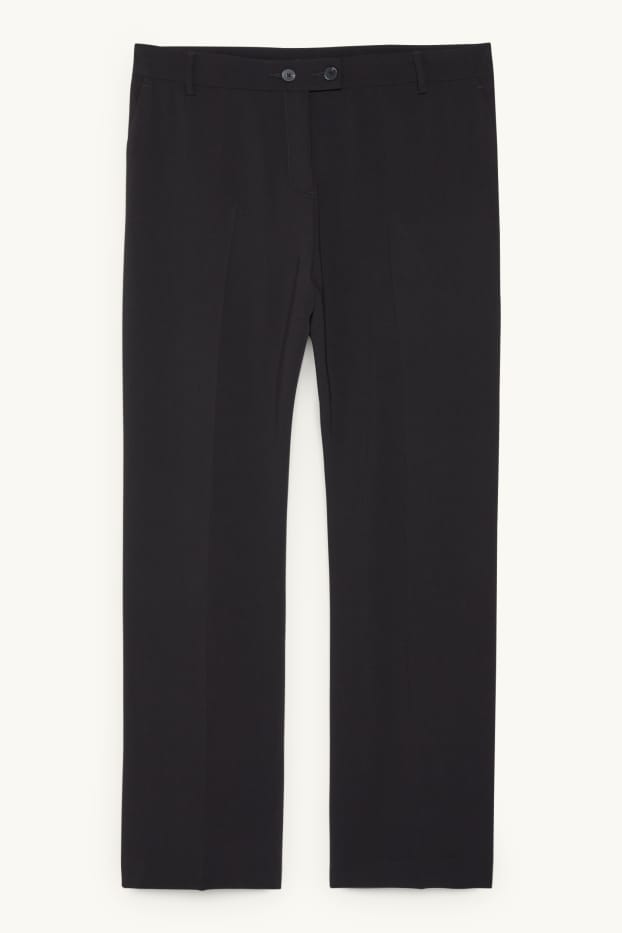 Femmes - Pantalon de toile - mid waist - straight fit - noir
