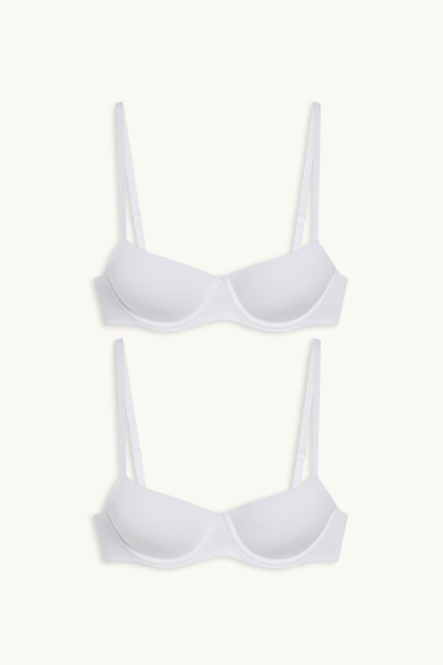 Dames - Set  van 2 - BH met beugels - DEMI - gewatteerd - LYCRA® - wit