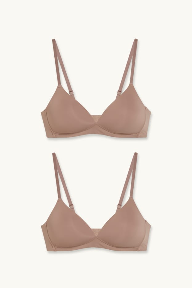 Women - Multipack of 2 - non-wired bra - padded - LYCRA® - light brown