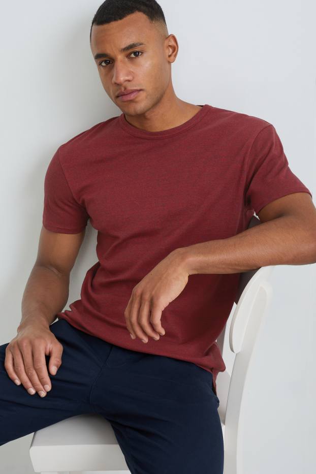 Hommes - T-shirt - bordeaux