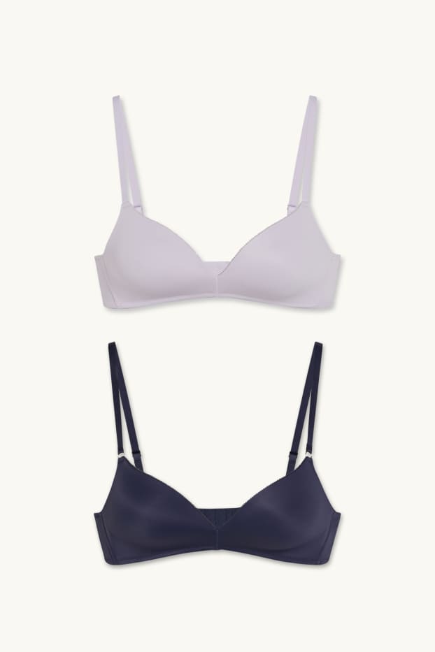 Donna - Confezione da 2 - reggiseno senza ferretti - imbottito - LYCRA® - blu scuro
