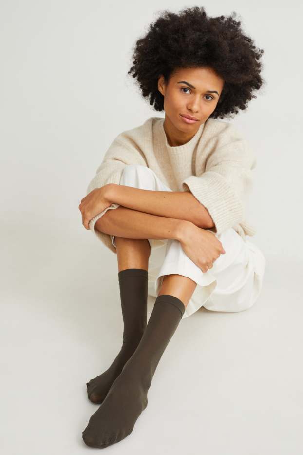 Damen - Multipack 4er - Feinkniestrümpfe - Komfortbund - 40 DEN - dunkelbraun