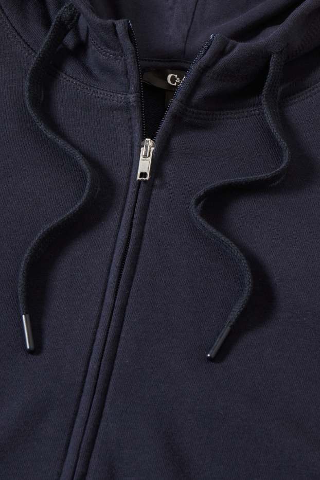 Femmes - Sweat zippé à capuche basique - bleu foncé