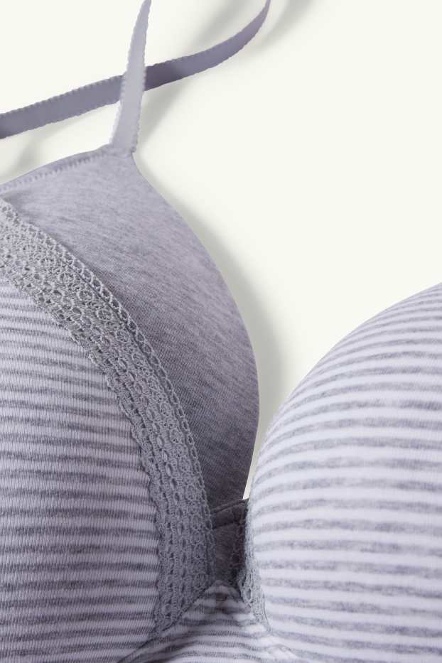 Donna - Confezione da 2 - reggiseno senza ferretti - imbottito - grigio chiaro