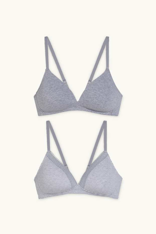 Donna - Confezione da 2 - reggiseno senza ferretti - imbottito - grigio chiaro