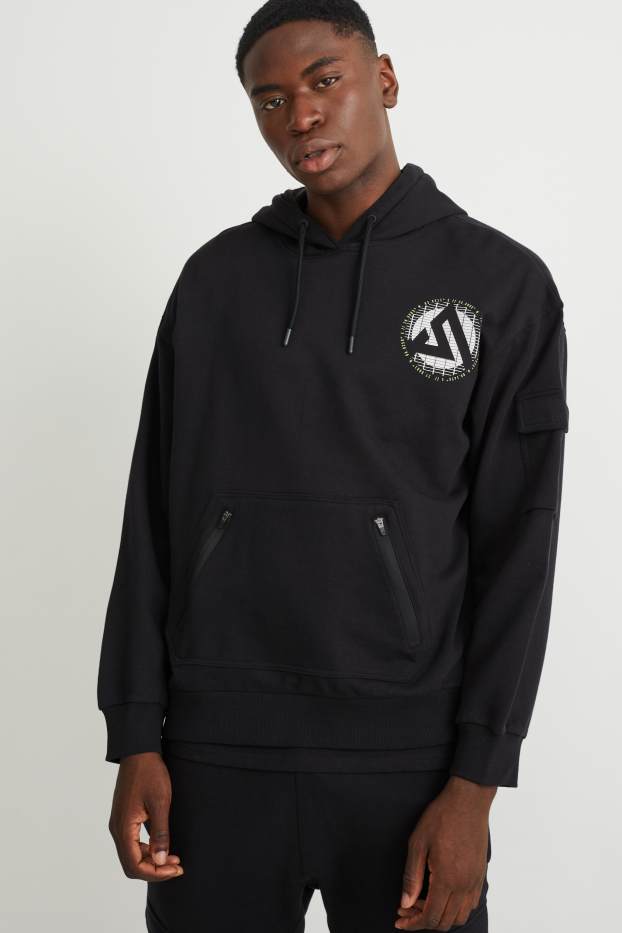 Hommes - Sweat à capuche  - noir
