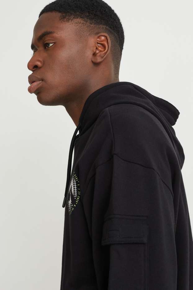 Hommes - Sweat à capuche  - noir