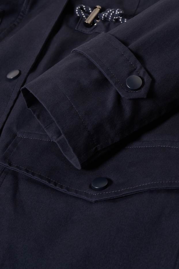 Femmes - Parka de grossesse à capuche avec empiècement porte-bébé - bleu foncé