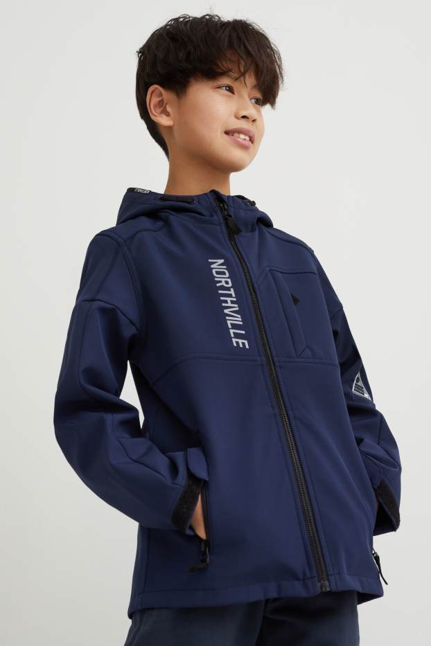 Children Boys - Softshell jacket with hood - dark blue