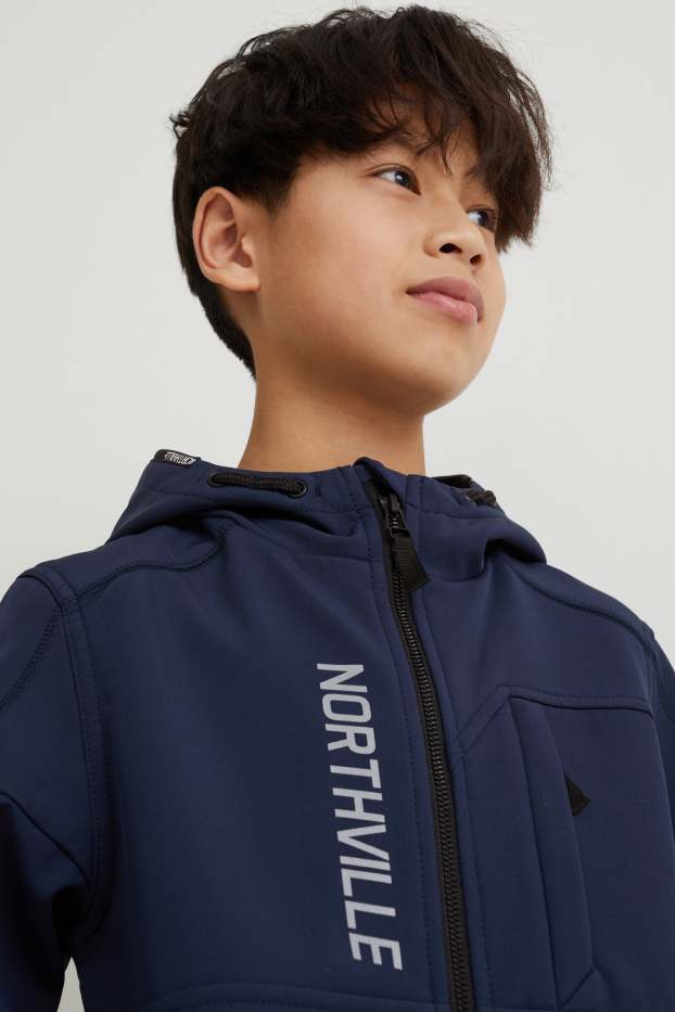 Children Boys - Softshell jacket with hood - dark blue
