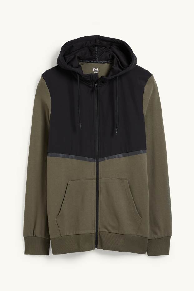 Hommes - Veste en molleton dotée d’une capuche - noir / beige