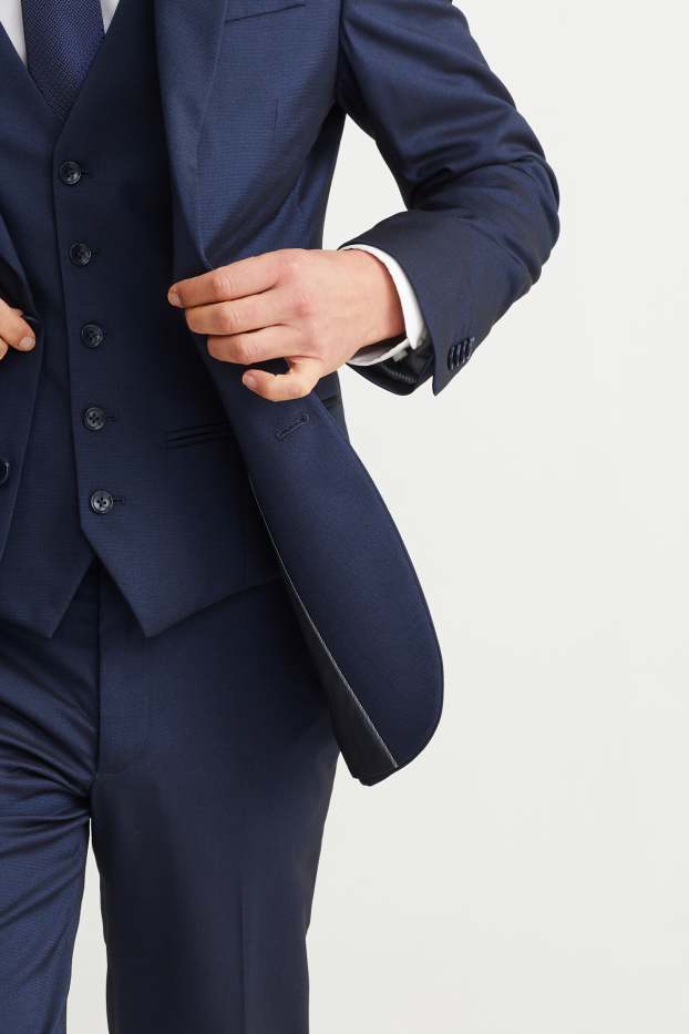 Hommes - Costume avec cravate - regular fit - 4 pièces - bleu foncé