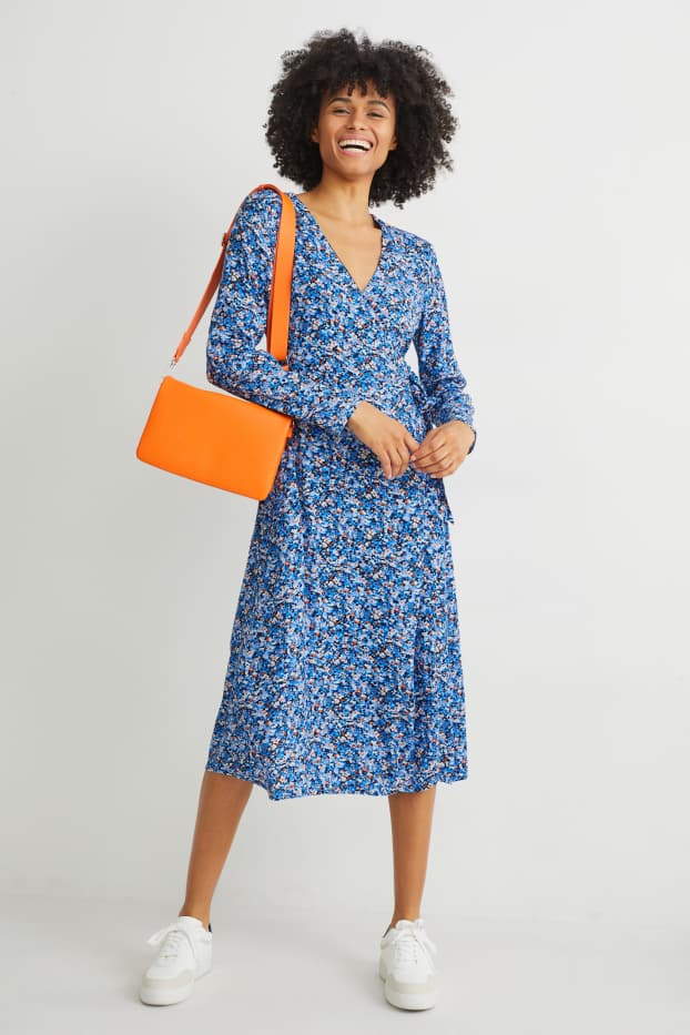Women - Wrap dress - floral - blue