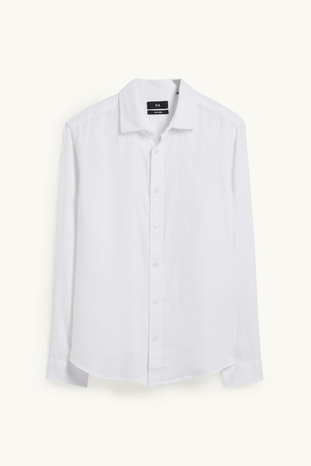 Hommes - Chemise en lin - regular fit - col cutaway - blanc