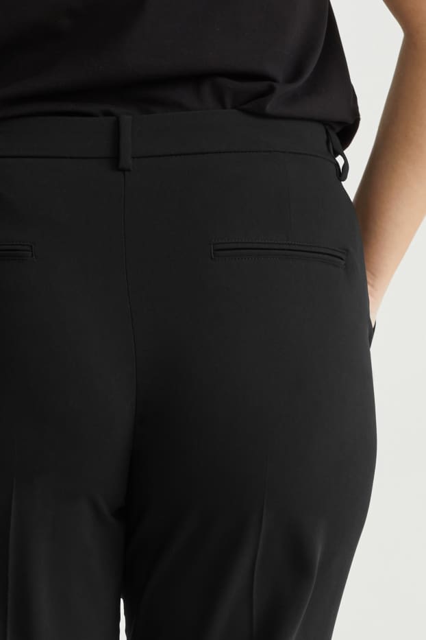 Femmes - Pantalon de toile - mid waist - straight fit - noir