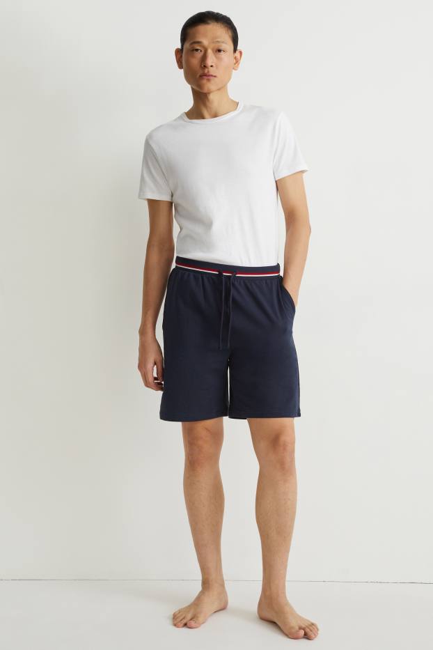 Pánské - Pyžamové šortky - tmavomodrá