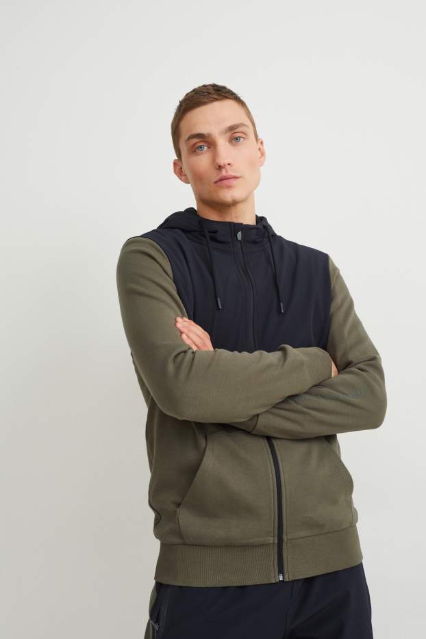 Hommes - Veste en molleton dotée d’une capuche - noir / beige
