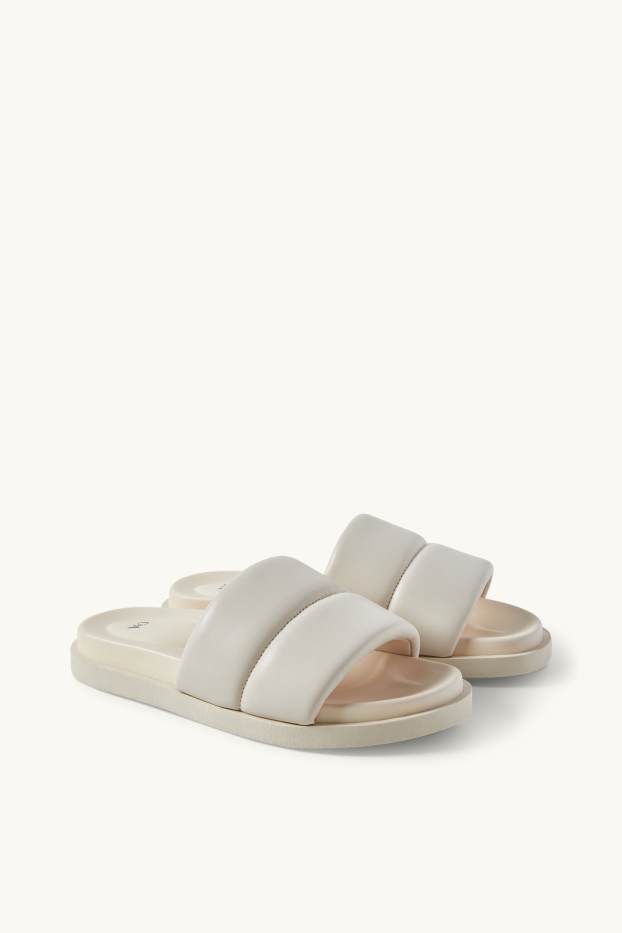 Women - Sandals - faux leather - light beige