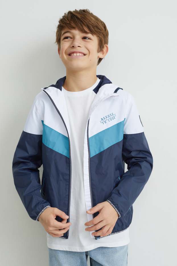 Children Boys - Jacket with hood - blue / white