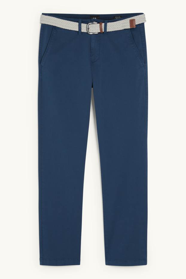 Men - Chinos with belt - regular fit - dark blue