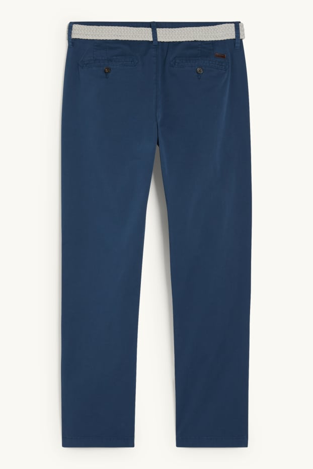 Men - Chinos with belt - regular fit - dark blue