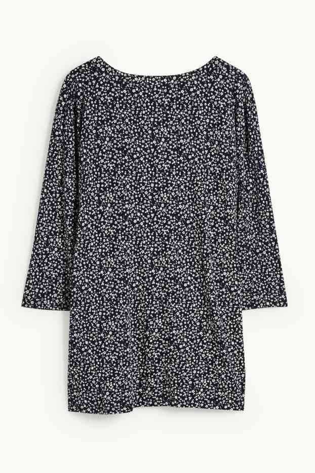 Women - Long sleeve top - floral - dark blue
