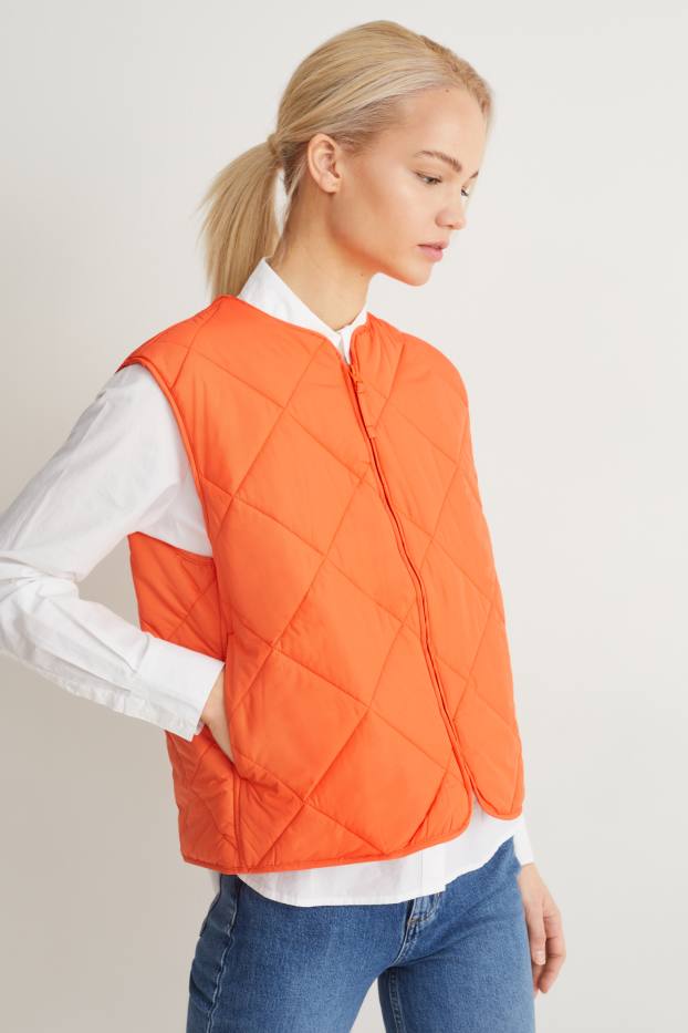 Damen - Steppweste - dunkelorange