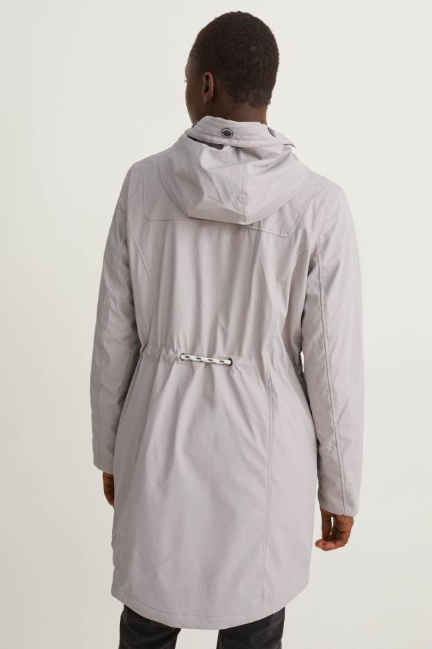 Dames - Regenjas met capuchon - lichtgrijs