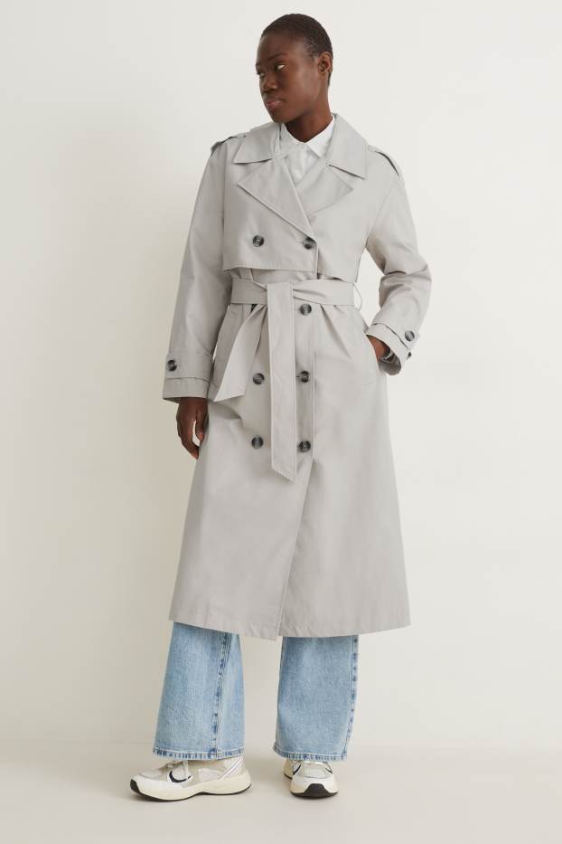 Women - Trench coat - light gray