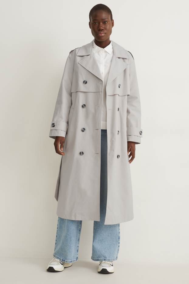 Women - Trench coat - light gray