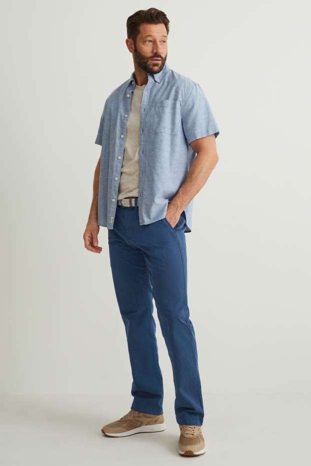 Men - Chinos with belt - regular fit - dark blue