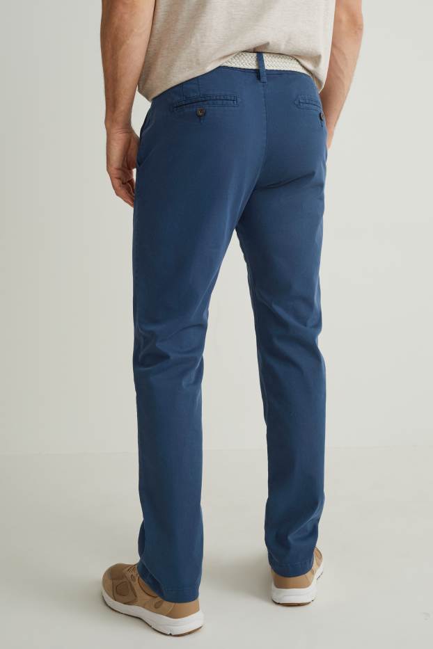 Men - Chinos with belt - regular fit - dark blue