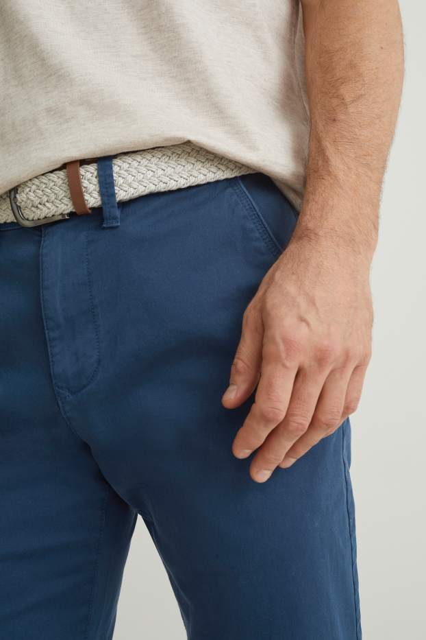 Men - Chinos with belt - regular fit - dark blue