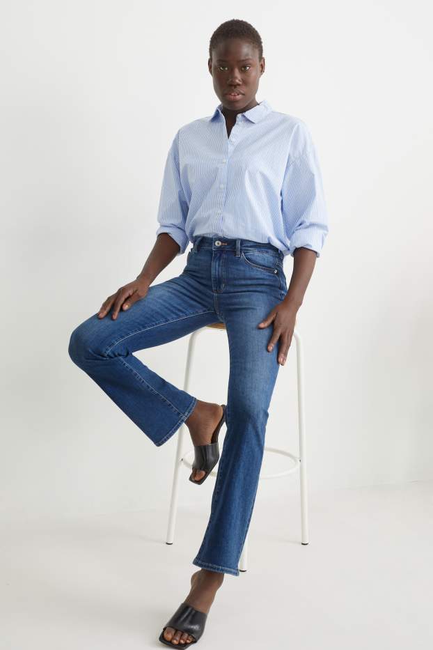 Damen - Bootcut Jeans - High Waist - jeansblau