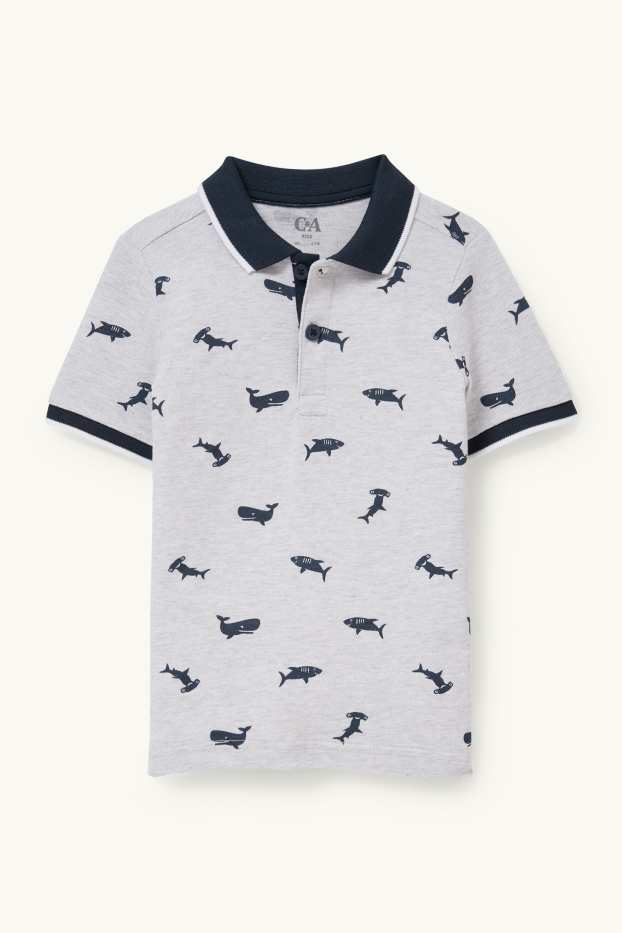 Copii - Băieți - Tricou polo - cu model - gri deschis melanj
