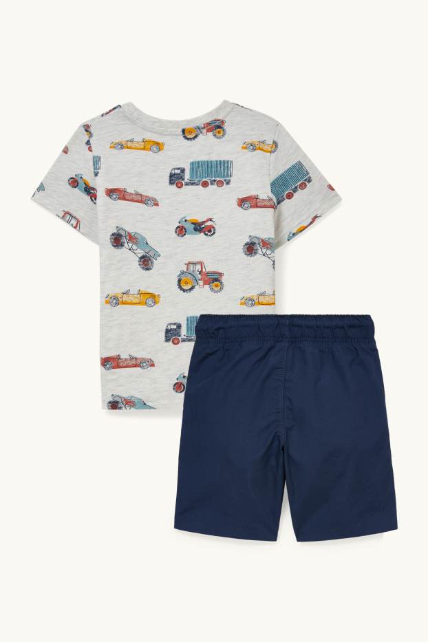 Kinder Jungen - Set - Kurzarmshirt und Shorts - 2 teilig - dunkelblau