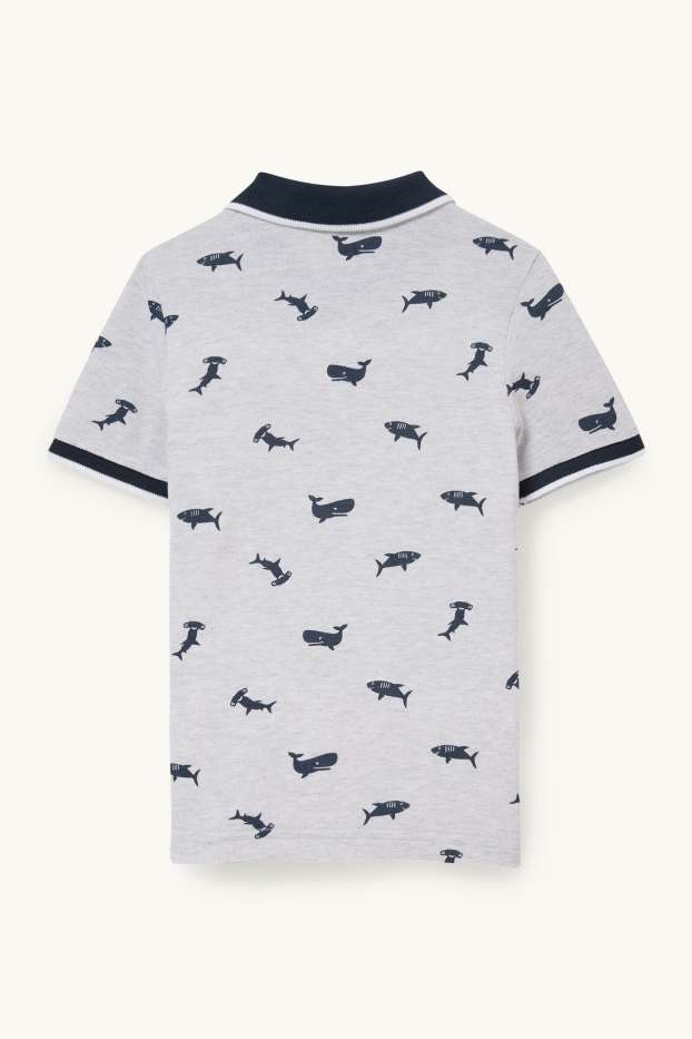 Copii - Băieți - Tricou polo - cu model - gri deschis melanj