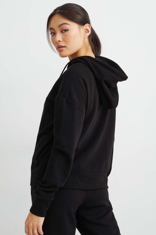 Donna - Felpa con zip e cappuccio - nero