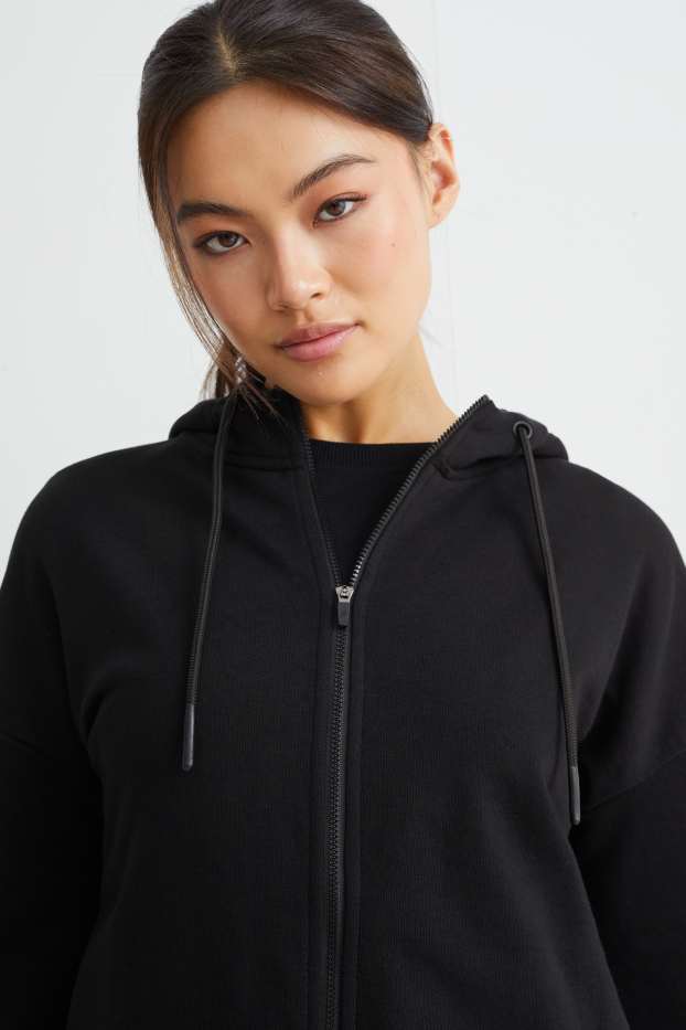 Donna - Felpa con zip e cappuccio - nero