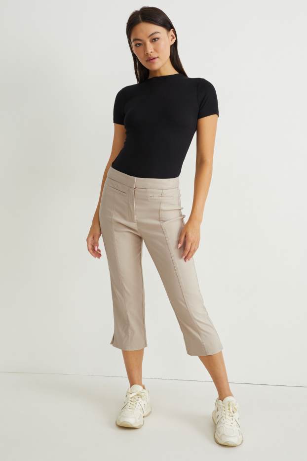 Dames - Pantalon - high waist - cigarette fit - beige